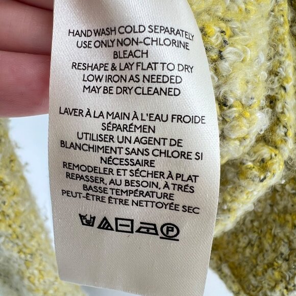 Free People BFF Sweater Cowl Neck Textured Oversized Quince Yellow Green Size XS - Picture 11 of 13